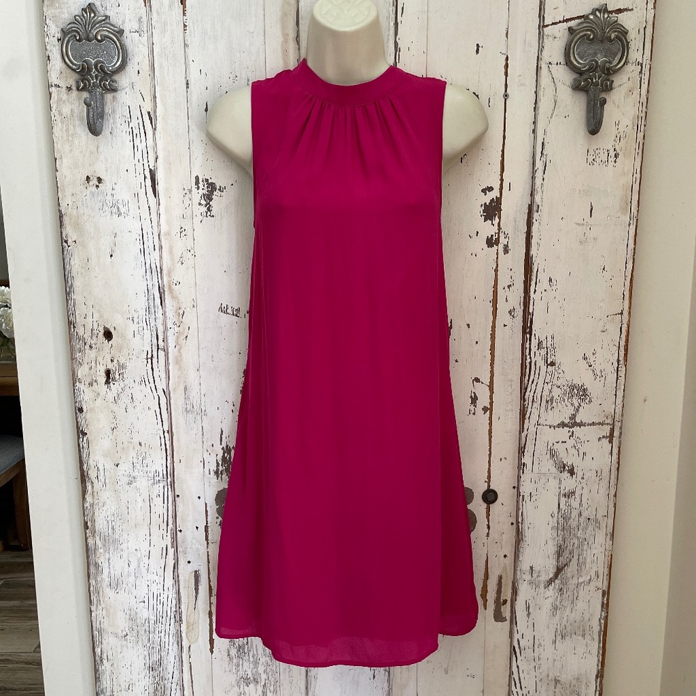 DR2 Size XS Woman's Pink Sleeveless Pocketed Shift Swing Casual Work Party Dress